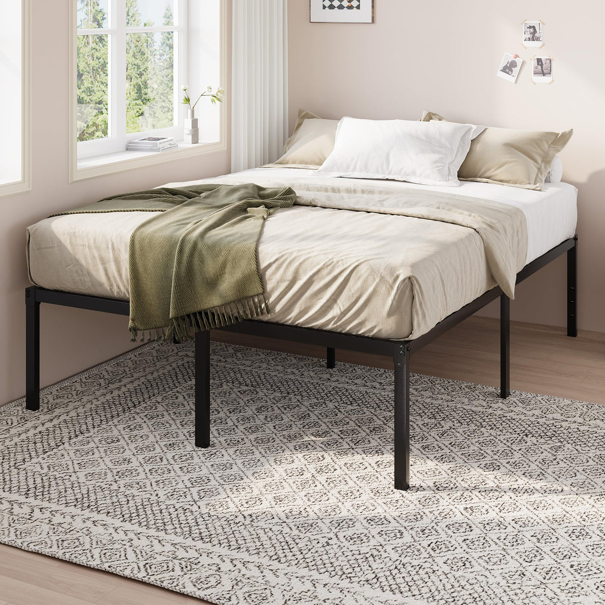 Queen 18 Inch Metal Bed Frame with Storage D77307