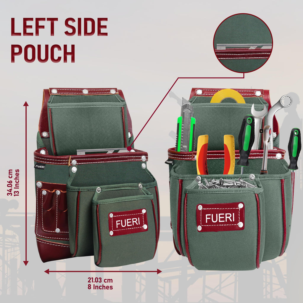 Nylon Grain Leather Carpenter Tool Belt with Padded Belt and Hammer Holder L8471