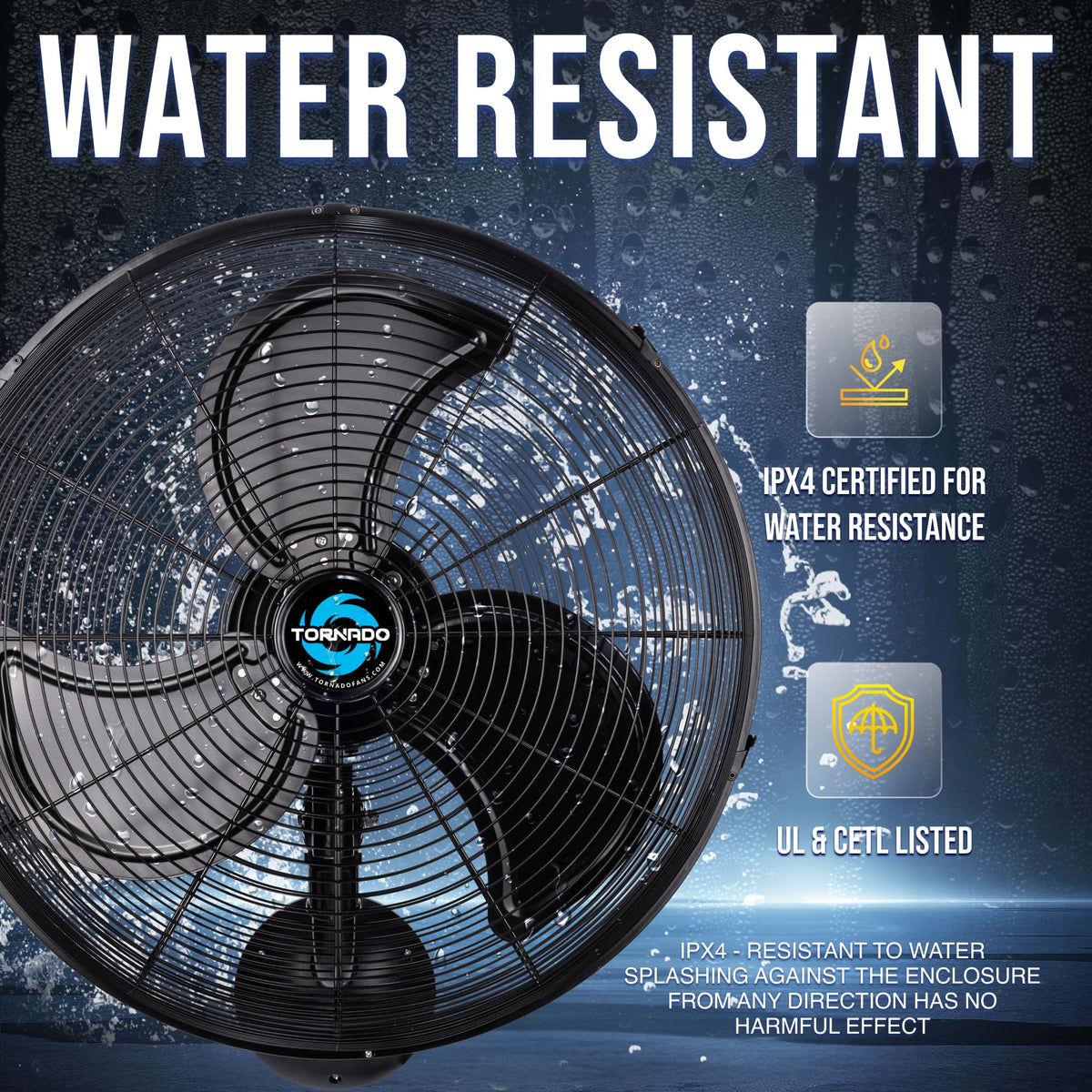 20 Inch Oscillating 3-Speed Waterproof Wall Mount Fan J28911