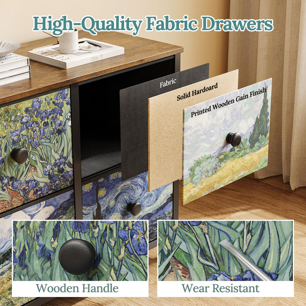 6 Drawer Dresser with Fabric Storage Drawer E6488