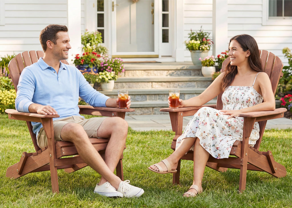 Wooden Folding Adirondack Chair Set of 2 S745