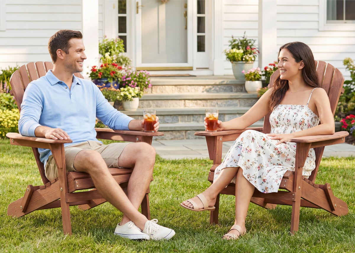 Wooden Folding Adirondack Chair Set of 2 S745