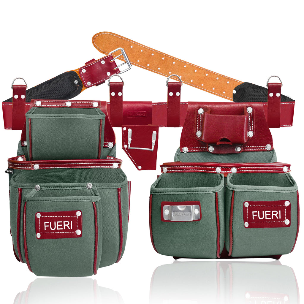 Nylon Grain Leather Carpenter Tool Belt with Padded Belt and Hammer Holder L8471
