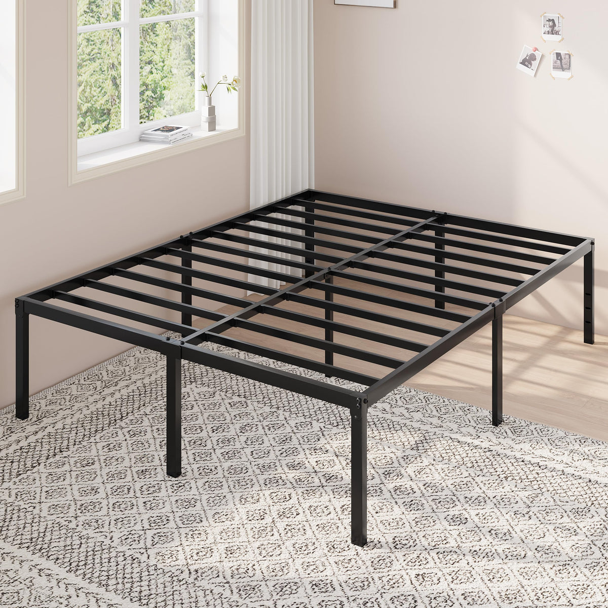 Queen 18 Inch Metal Bed Frame with Storage D77307